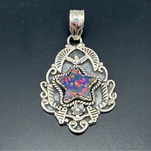 Sterling Silver Black Opal Star Pendant